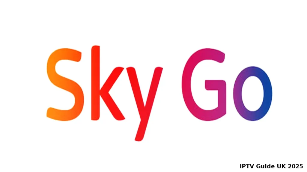Sky Go streaming app interface in the UK showing live sports and movies on multiple devices